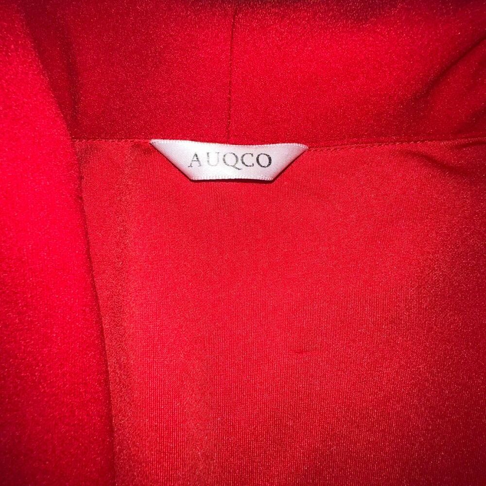 AUQCO Blazer Womens XL Red Tomatogirl Asymmetrical Collared Open Front Jacket - Picture 8 of 11